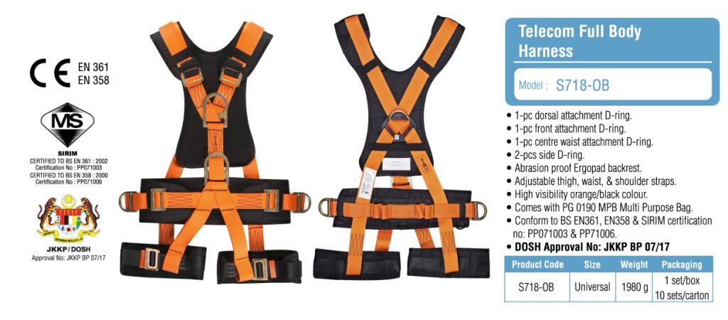 Proguard Telecom Full Body Harness S718-OB